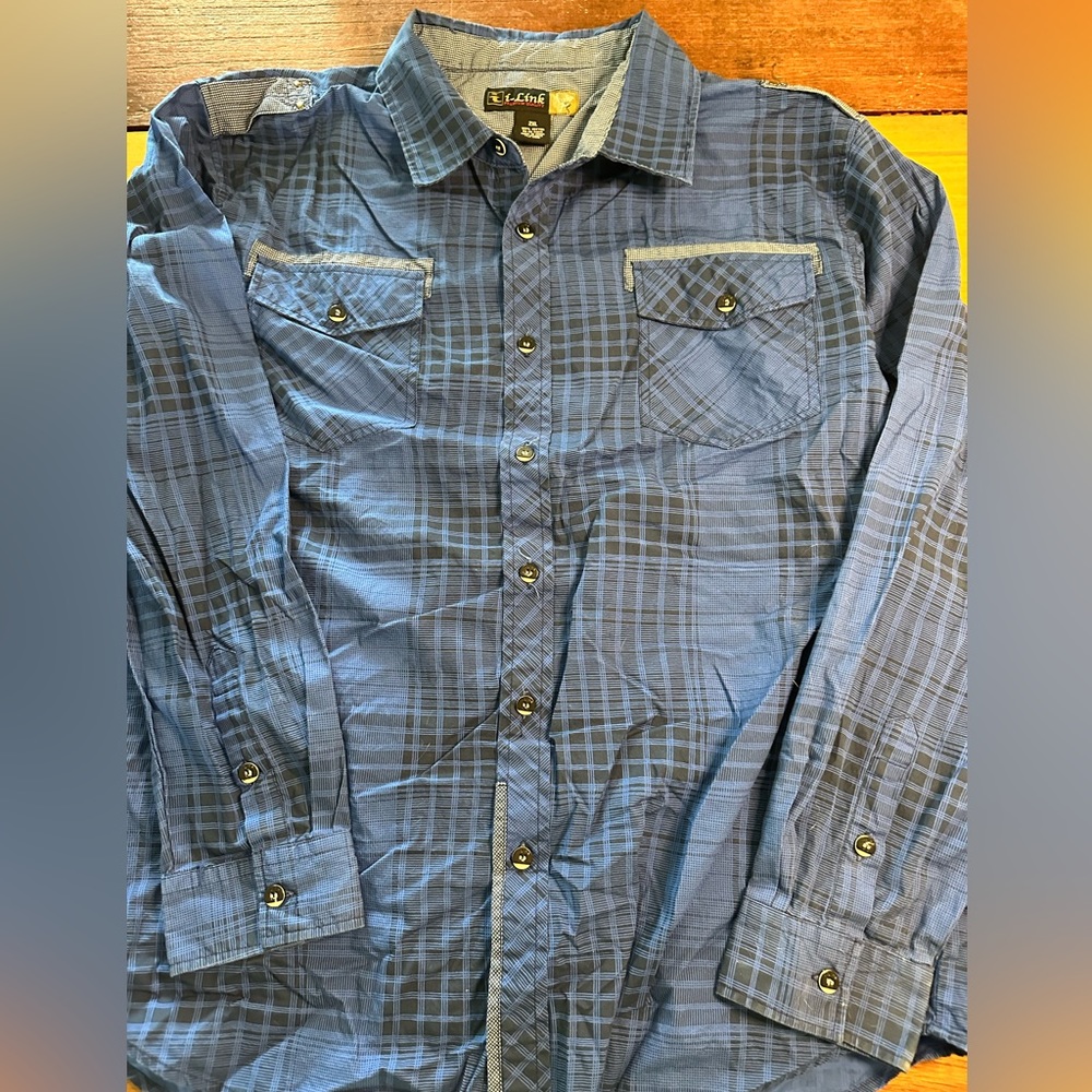 Men’s 2XL i-Link Long Sleeve Plaid Button Down Shirt